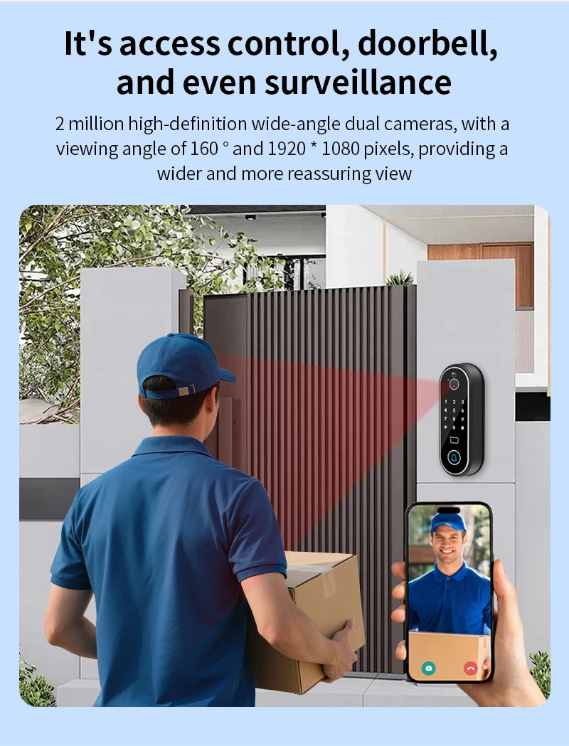1080P Tuya Smart Doorbell Wifi Video Intercom with Motion Detection Unlock by Remote Control RFID Card NFC APP Access Control