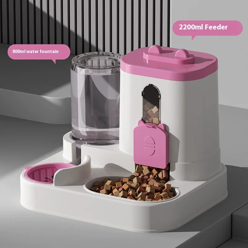 FF-6 Automatic Dog Cat Feeder and Water Dispenser Gravity Food Feeder and Waterer Set with Pet Food Bowl Universal Pet Products