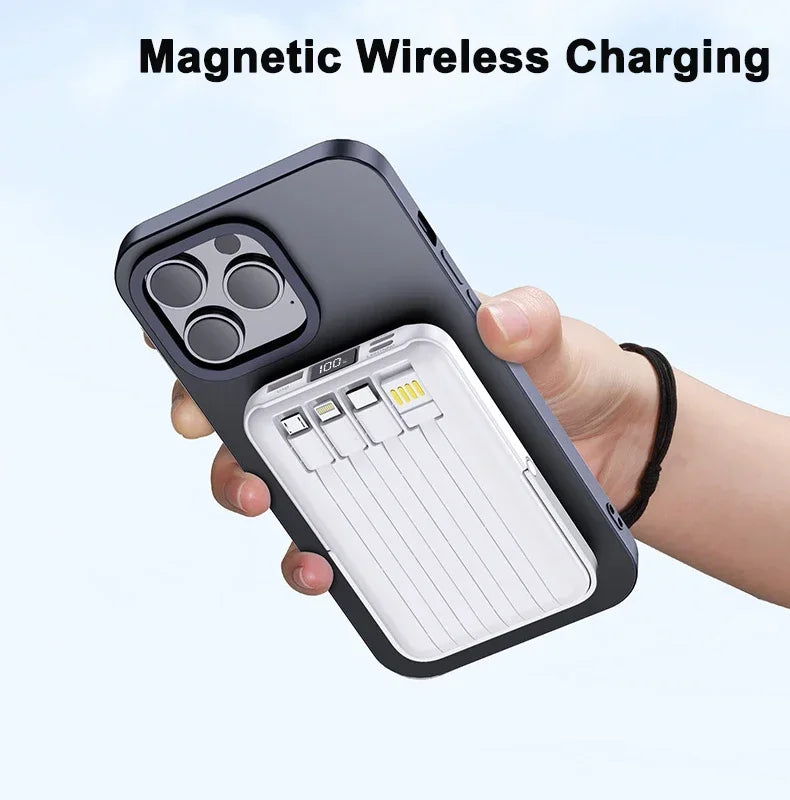 New 20000mAh Magnetic Wireless Power Bank with Phone Holder Portable Charger Fast Charging Battery for IPhone Magsafe PowerBank