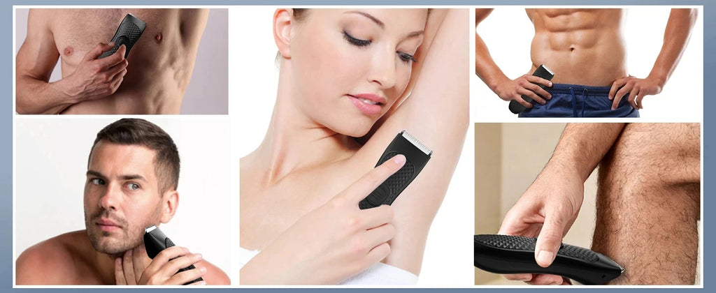 Men's Electric Groin Hair Trimmer Pubic Hair Removal Intimate Areas Body Grooming Clipper Epilator Rechargeable Shaver Razor