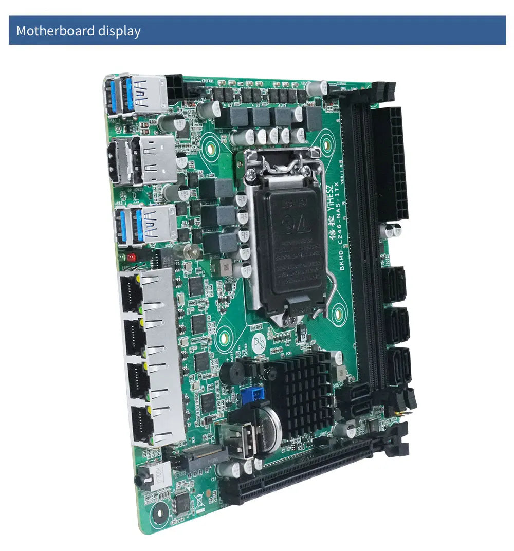 C246 ITX NAS Motherboard 8 SATA 3.0 4*I226 2.5G 2*M.2 NVME 2*DDR4 PCIE 16X NAS Board LGA1151 Support 8th/9th Core CPU i3-9100
