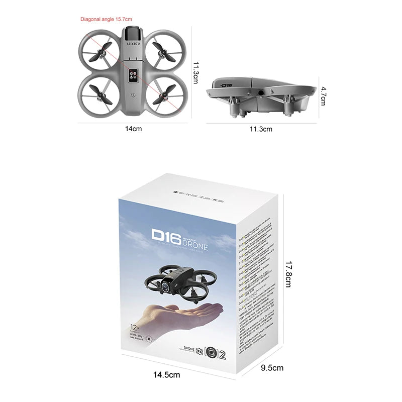 New D16 Mini Drone Dual Camera 8K HDAerial Aircraft Obstacle Avoidance UAV Fixed Remote Control Airplane Gift Toys 20000M