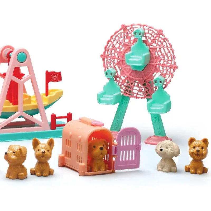 Children's DIY Mini Simulational Amusement Pet Dog Cat Park Toys Appliance Play Pretend Toy Set For Girls Boys Birthday Toys