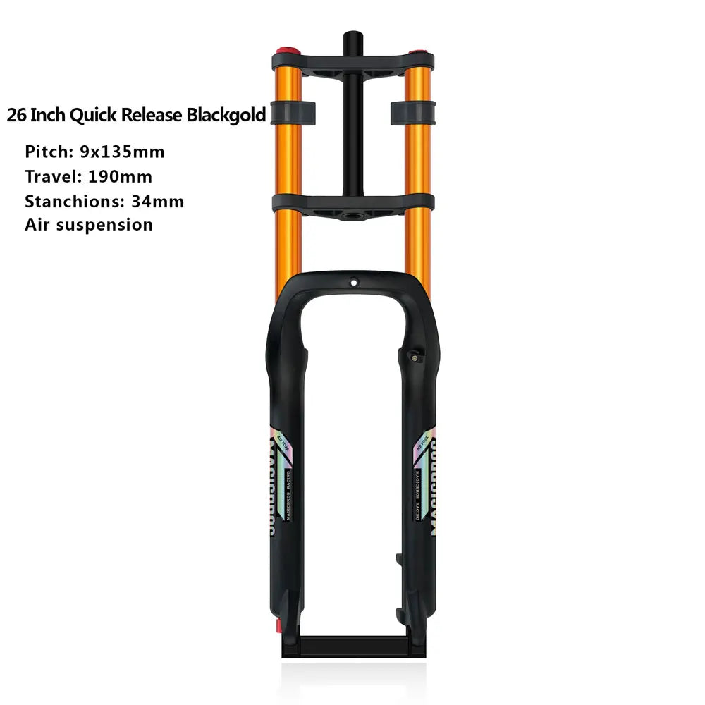 20x4.0 26*4.0 Dual Crown Motor Fork QR 9*135mm 15*135mm Beach Snow Bike Electric Fat Tire Bike Motorcycle Double Crown Air Fork