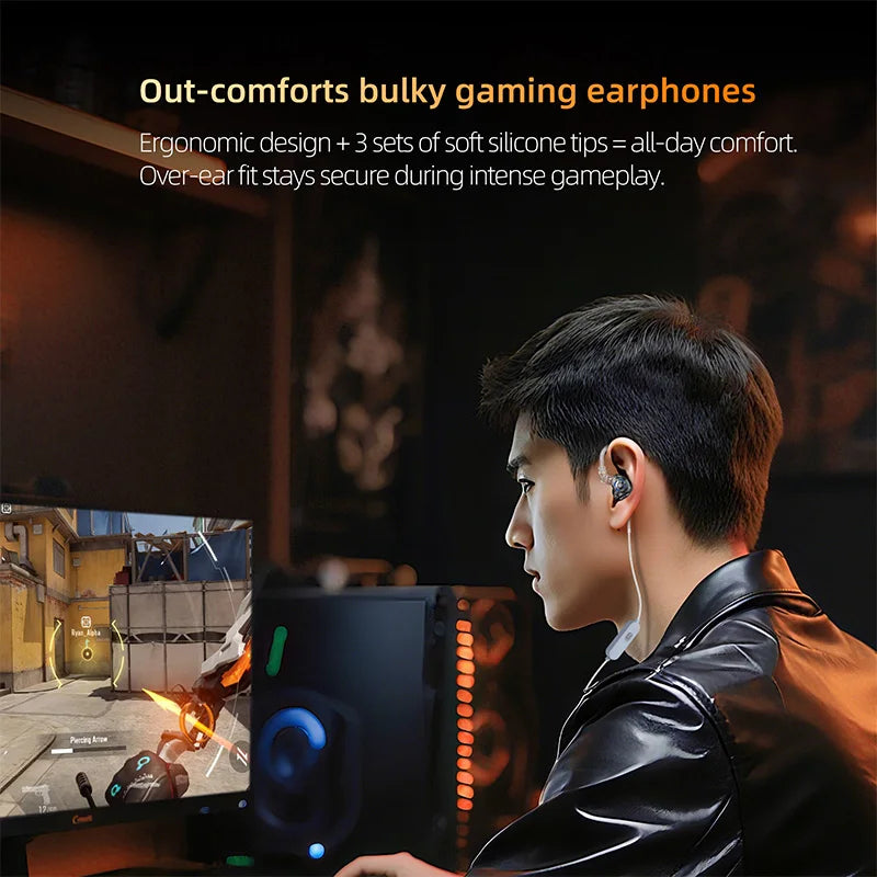 KZ Gale In-Ear Gaming Earphones 7.1 Stereo E-sports Bass Metal Earbuds for Video Game Stage Live Wired Headphones With HD Mic