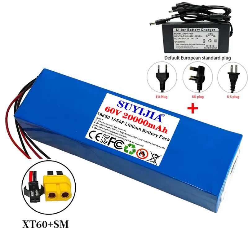 Air fast transportation 60V New Full Capacity Power 18650 Lithium Battery 20ah Lithium Battery Pack 16S4P Suitable for 250-2000W