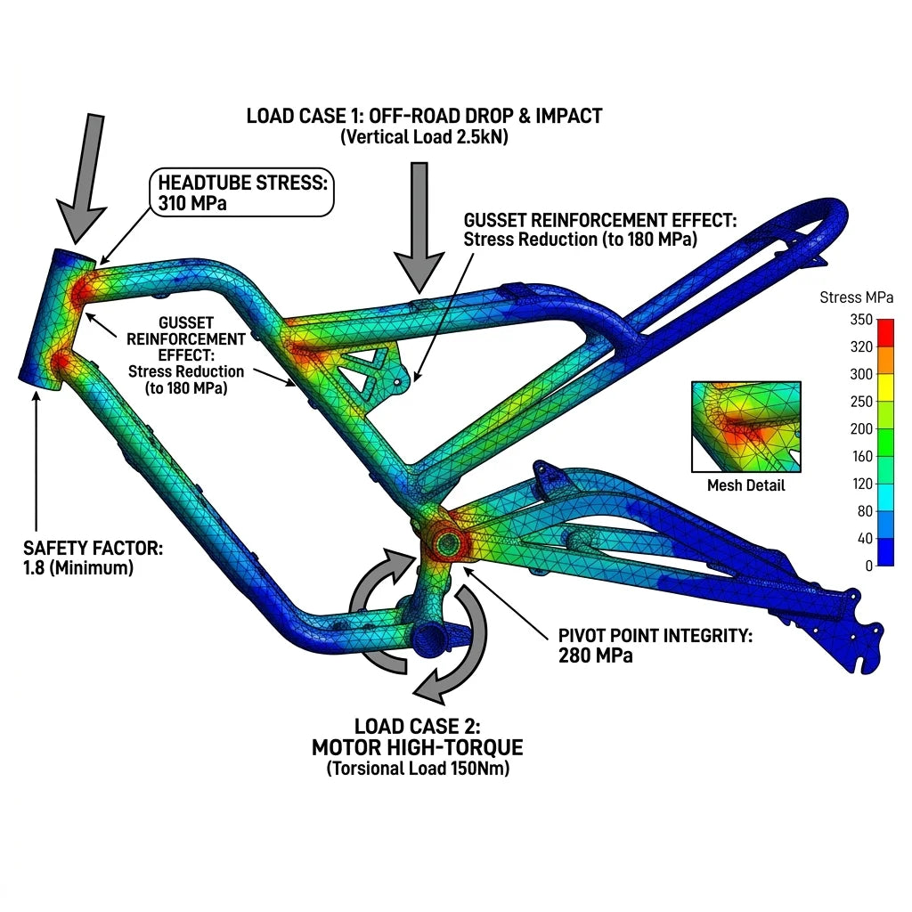 Premium 20" Softtail Electric Fat Tire Bike Frame Full Suspension 6061 Aluminum Alloy for Off-Road Snow E-Bike