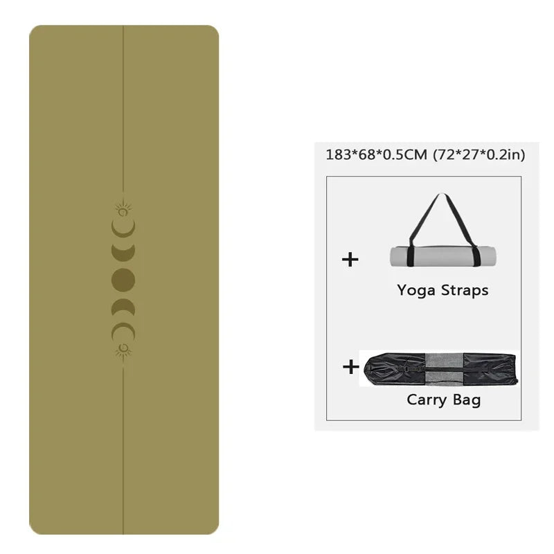 183cm Natural Rubber PU Yoga Mat Thickened, Widened, Shock-absorbing Non-slip, Sweat-absorbent, Sun-moon Fitness Meditation Mat
