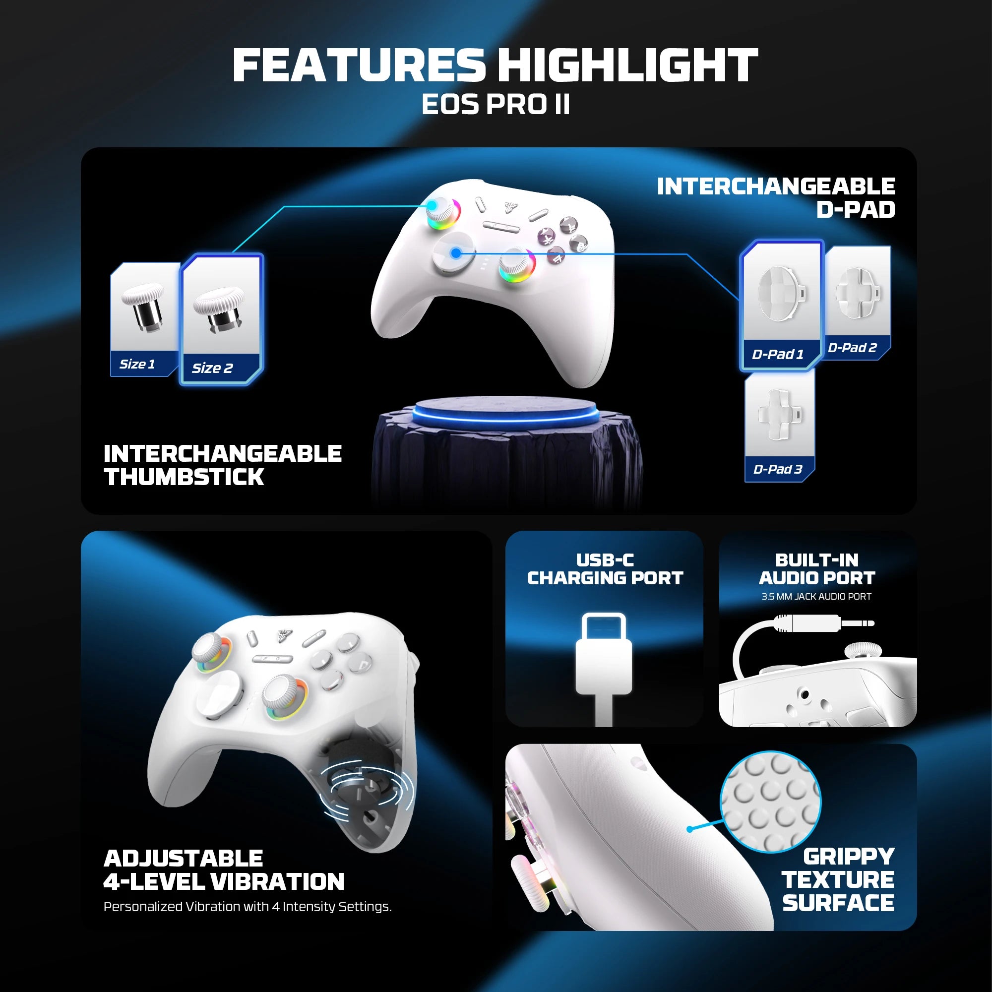 FANTECH EOS PRO II Wireless Gamepad Hall Effect Joysticks Triggers RGB Light Gaming Controller With New Upgrade 1000hz