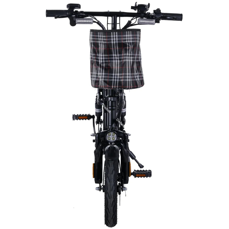 Canada Stock 14 Inch Folding Electric Bicycle For Woman With 2 Seats 500W 48V Pink Lightweight Electric Bike For Adults With USB
