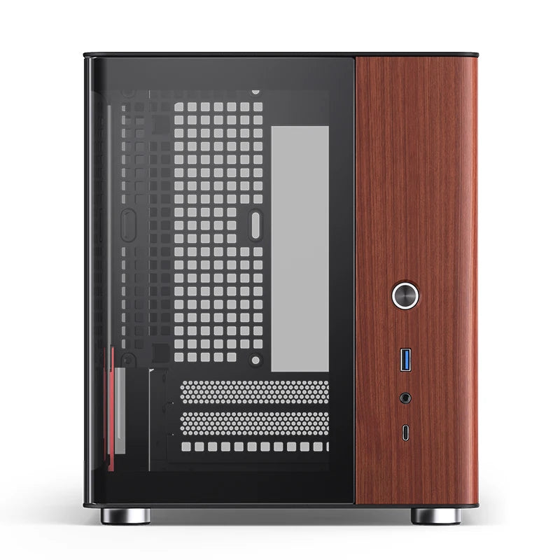 Jonsbo TK-0 ITX Sea View Room Case Separated Cabinet Dual-Curved Glass Aluminum Solid Walnut Wood Compact Desktop Chassis