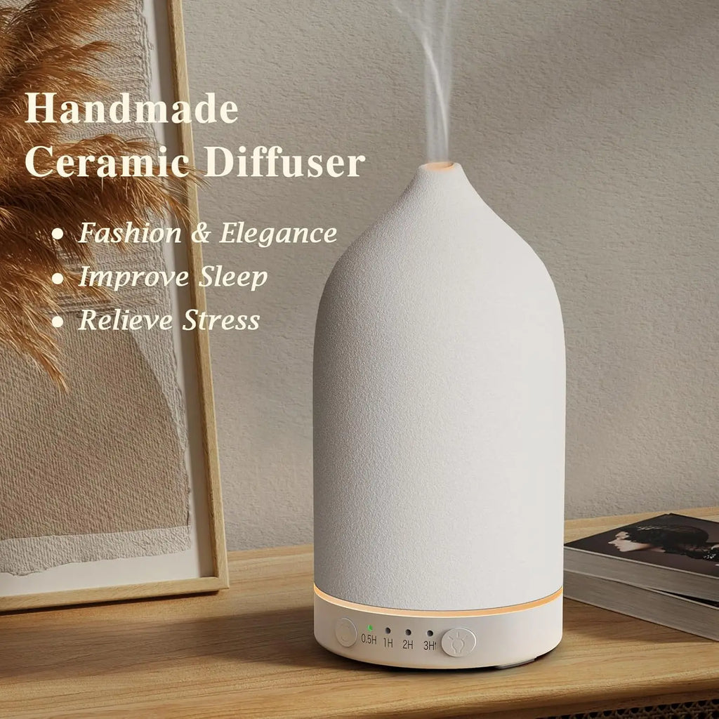 Ceramic Diffuser 100ML  Essential Oil Diffuser  Air Humidifier  With 7 LED  Ultrasonic Aromatherapy Diffusers for Home