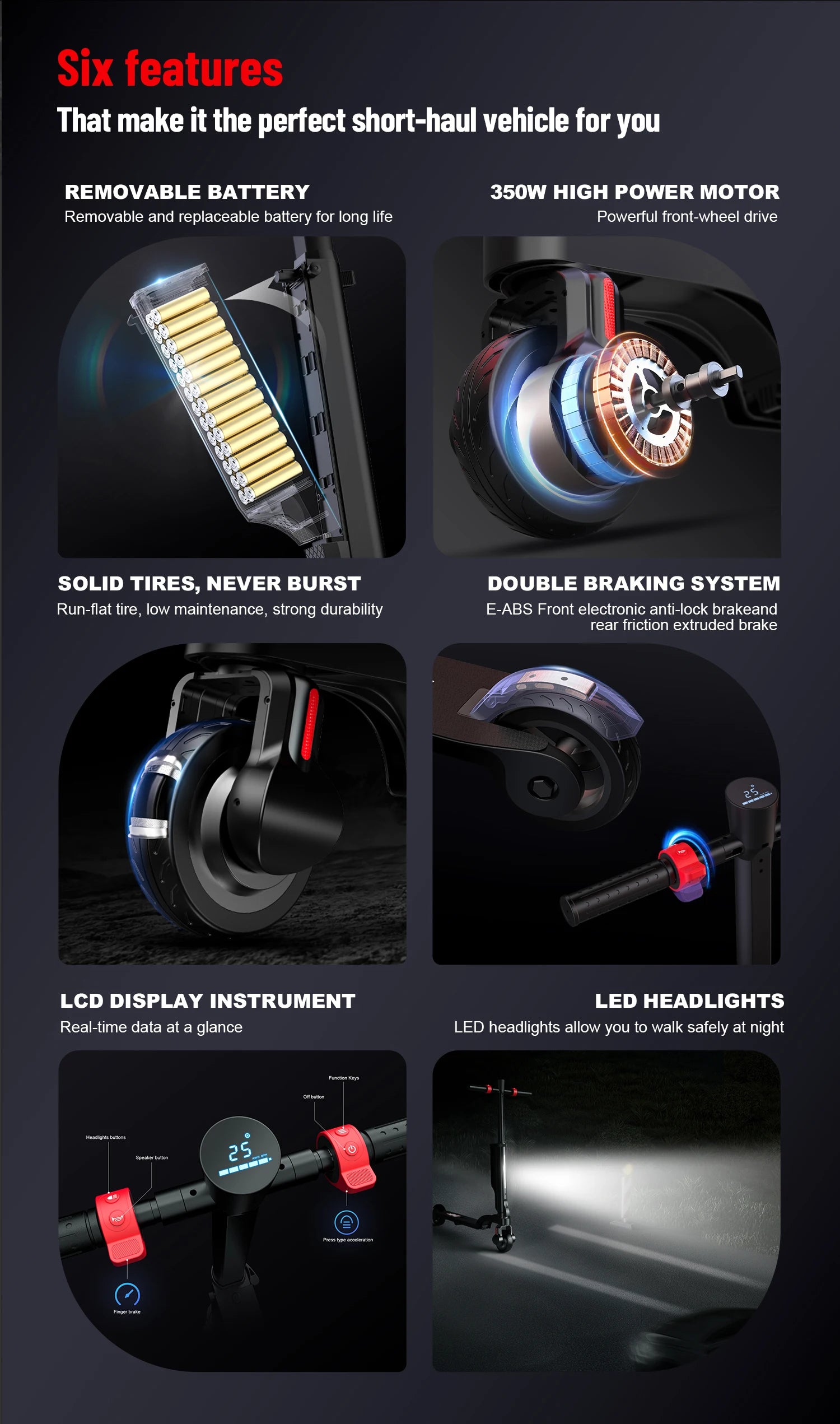 HUANCI X6 electric scooter adults Foldable electric kick scooters 350W scooters electric 36V 7.5A e scooter Smart APP escooters