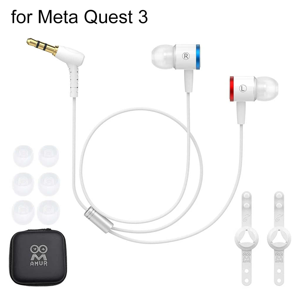 For AMVR For Quest 3 Headset Earphones with Storage Box 3D 360 Degree Sound In-Ear Headphones for Meta Quest 3 VR Accessories