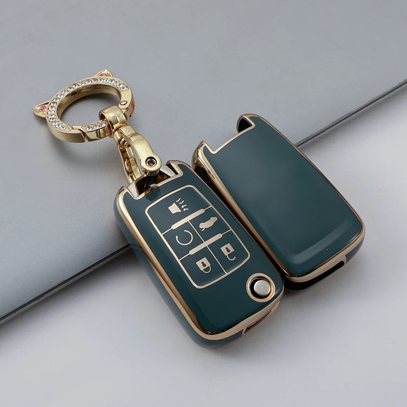Car Flip Key Fob Case For Chevrolet Equinox Volt Cruze Impala Camaro Garna Yakista AVEO GMC Terrain Key Cover Keychain Protector