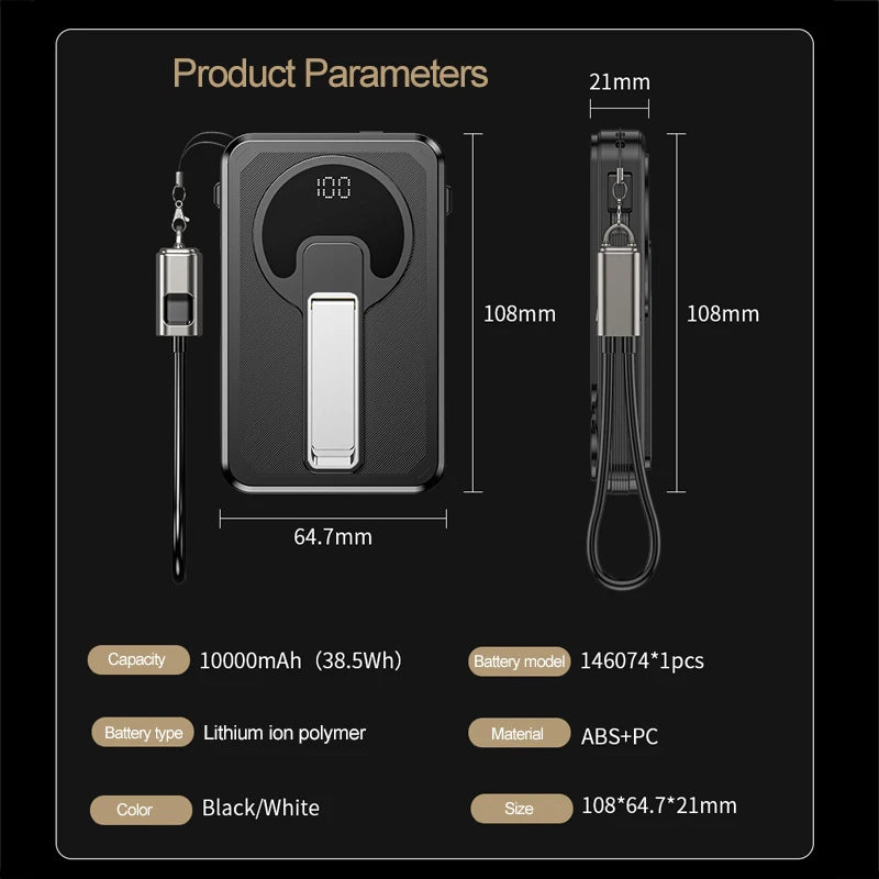 4 in 1 Magnetic 10000mAh Wireless Power Bank 35W Fast Charging Self Charging Multifunctional Powerbank For Magsafe iPhone Xiaomi