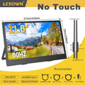 LESOWN 120Hz 2.5K Monitor 11.6 14 16 inch IPS 3840x2160 UHD VESA Gaming External Screen USB-C Display with Speaker Plastic Shell
