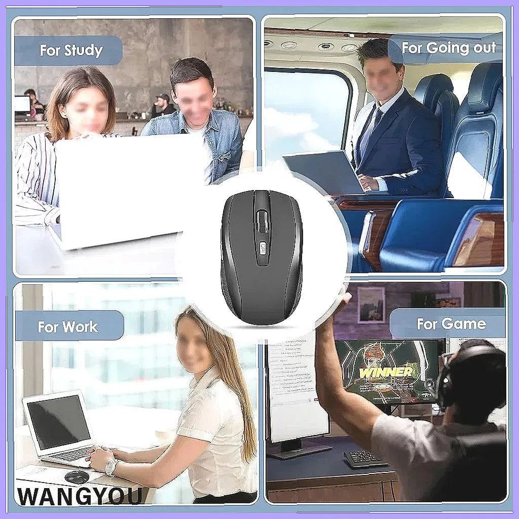 2.4G Wireless Mouse, Portable Rechargeable Mouse with Adjustable DPI, Silent Ergonomic Design for Laptop, PC, Office, and Travel