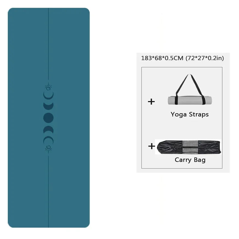 183cm Natural Rubber PU Yoga Mat Thickened, Widened, Shock-absorbing Non-slip, Sweat-absorbent, Sun-moon Fitness Meditation Mat
