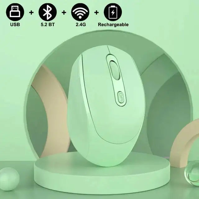 Wireless Silent Mouse Suitable For Business Office Esports Games Bluetooth 5.2 2.4G Dual Mode Mice Ergonomics Rechargeable Mouse