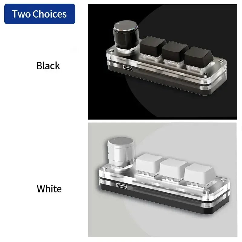 Mini Macro Mechanical Keyboard with 3 Keys 1 Knob USB RGB Gaming Custom Programming Switch Portable Keypad for PC Game Photoshop