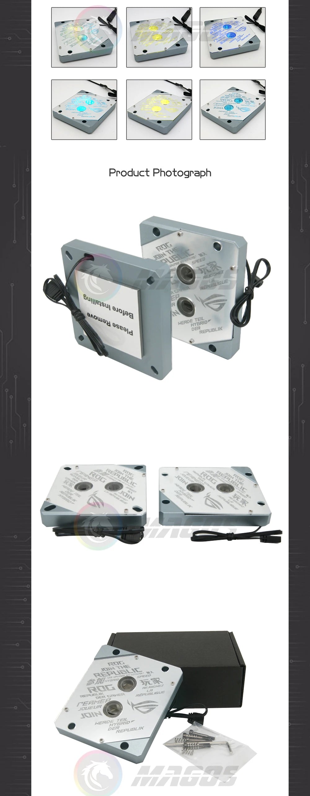 1700 CPU Water Block Mirror Surface ROG 5V ARGB SYNC Watercooler LGA1700 AM4 AM5 Platform Customized Available