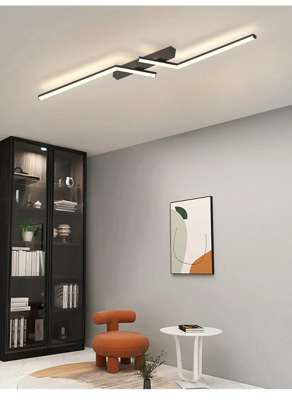 Modern LED Line Ceiling Lamp modern Living Room Dining Room Master Bedroom Study Fixture Gold Black Ceiling Lights Illumination