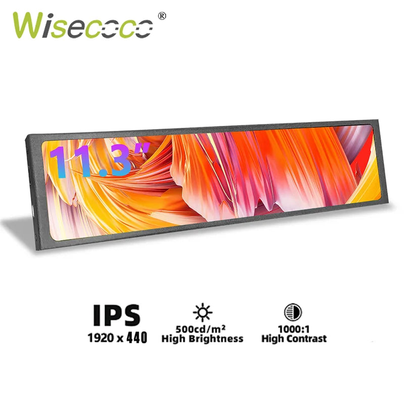 11.3'' Portable Monitor 440×1920 IPS Stretched Bar Display for GPU CPU Temperature Not compatible with AMD integrated graphics