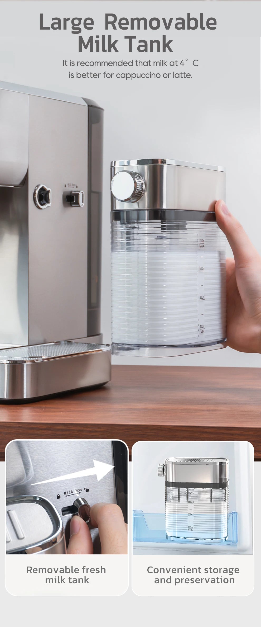 HiBREW  3 in 1 Semi Automatic Espresso Cappuccino Latte Coffee Machine Automatic Milk Froth Ground Coffee Stainless Steels H13A