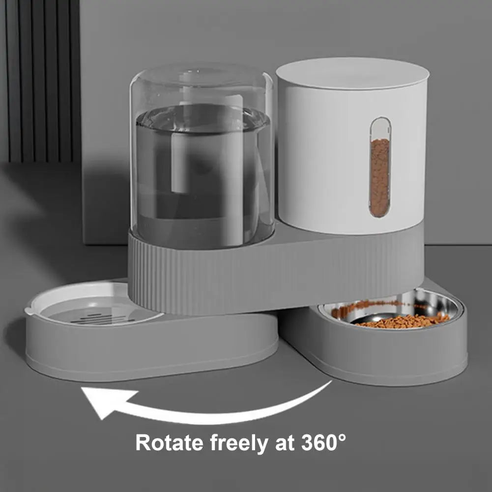 A  Automatic Cat Feeder Automatic Pet Feeder Water Dispenser Set for Cats Dogs 2-in-1 Food Bowl with Stainless Steel Insert