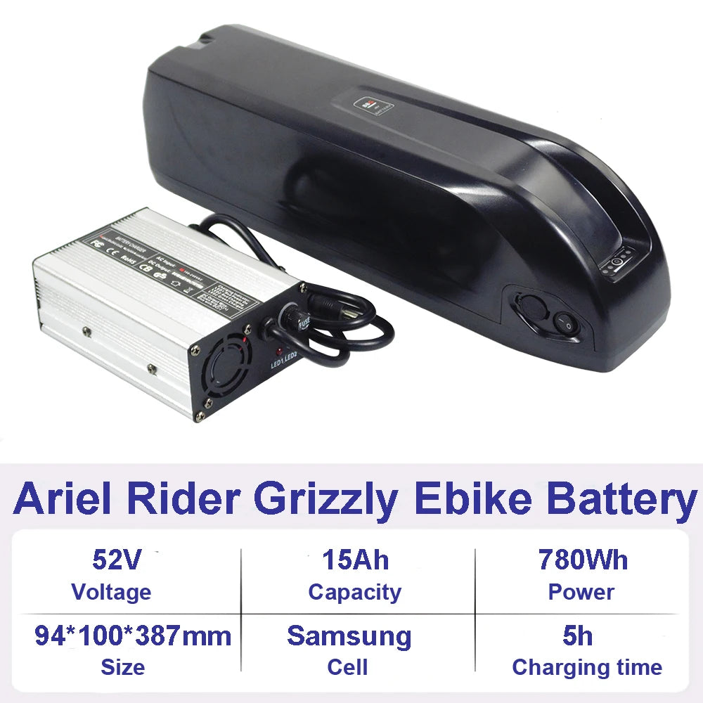 52V 20Ah Electric Fat Tire Bike Battery Ariel Rider Grizzly Kepler X-Class Step-Thru Long Range E-Bike Bicycle Lithium Battery