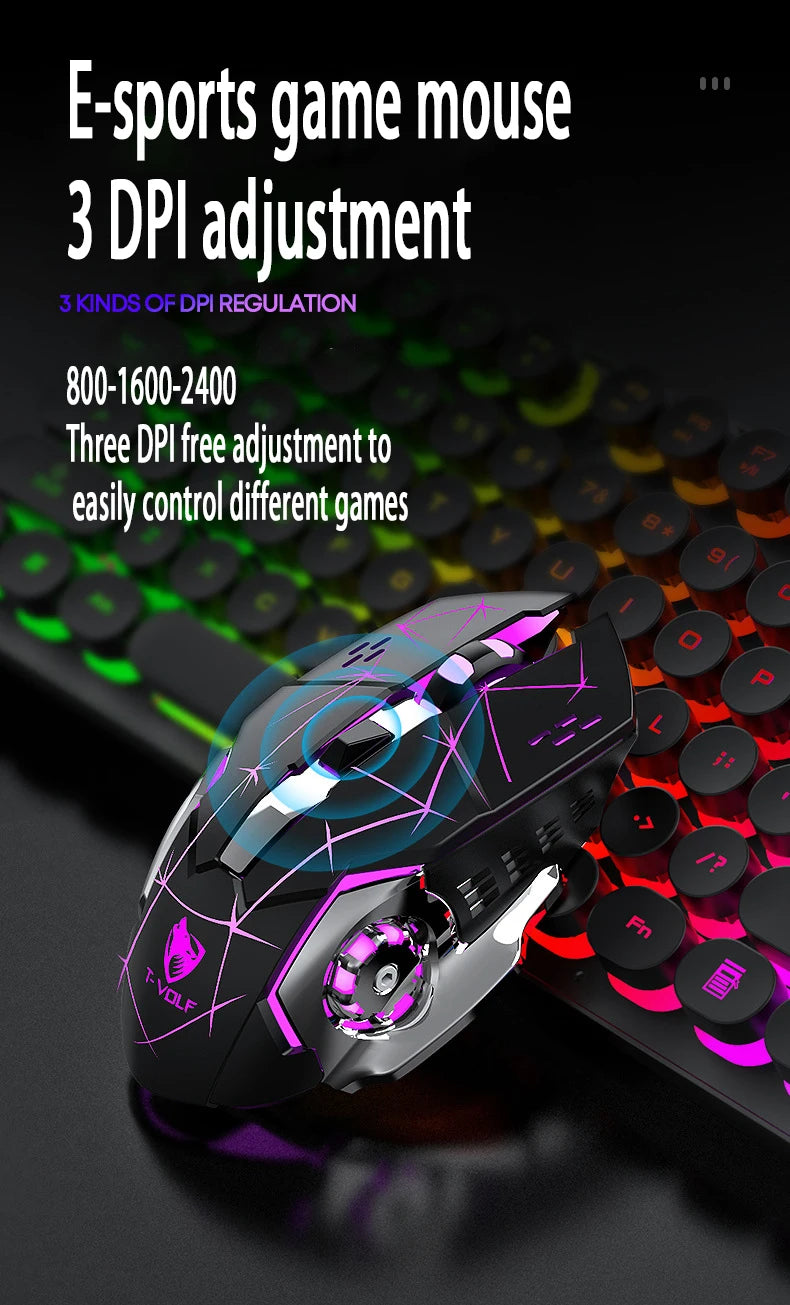 Mechanical hand feel electronic sports game business office wireless USB light keyboard set