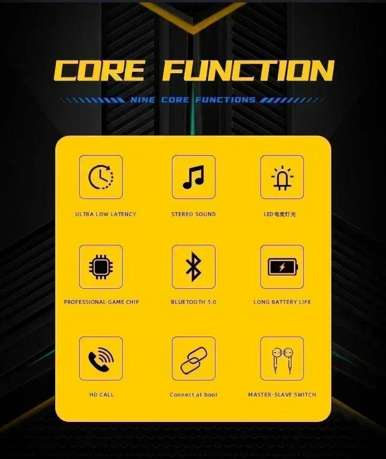 New Gaming Earbuds Wireless Bluetooth Earphones With Mic Bass Audio Sound Positioning 9D Stereo Music HiFi Headset For Gamer