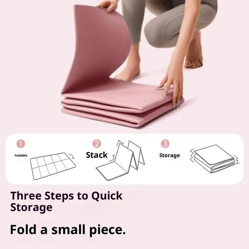 【M】4mm Thick TPE Foldable Yoga Mat 183*61cm Easy Storage For Travel Yoga Pilates Home Exercise Floor Mat