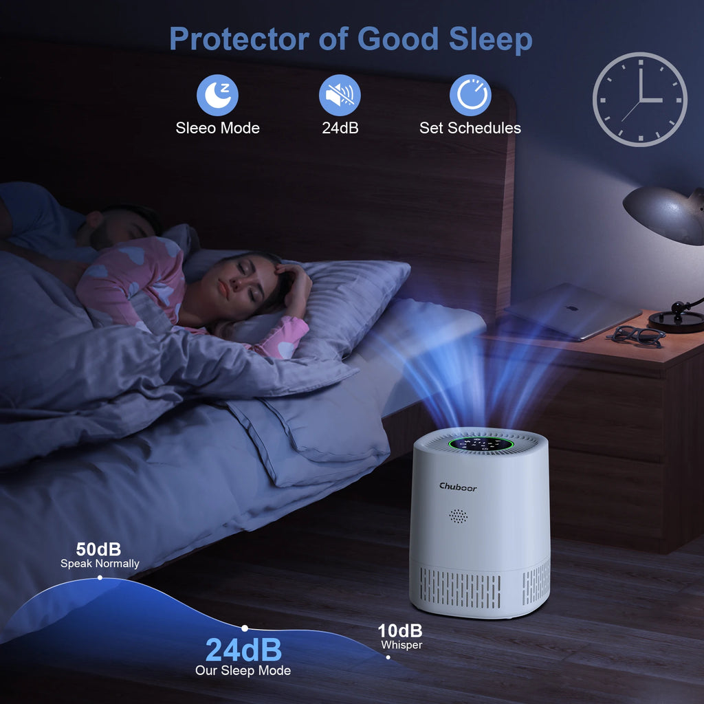 Smart Air Purifier for Home CADR 250m³/h for 18m² App Control H13 HEPA for Bedroom office for Smoke Pet Hair Dust Pollen Odor