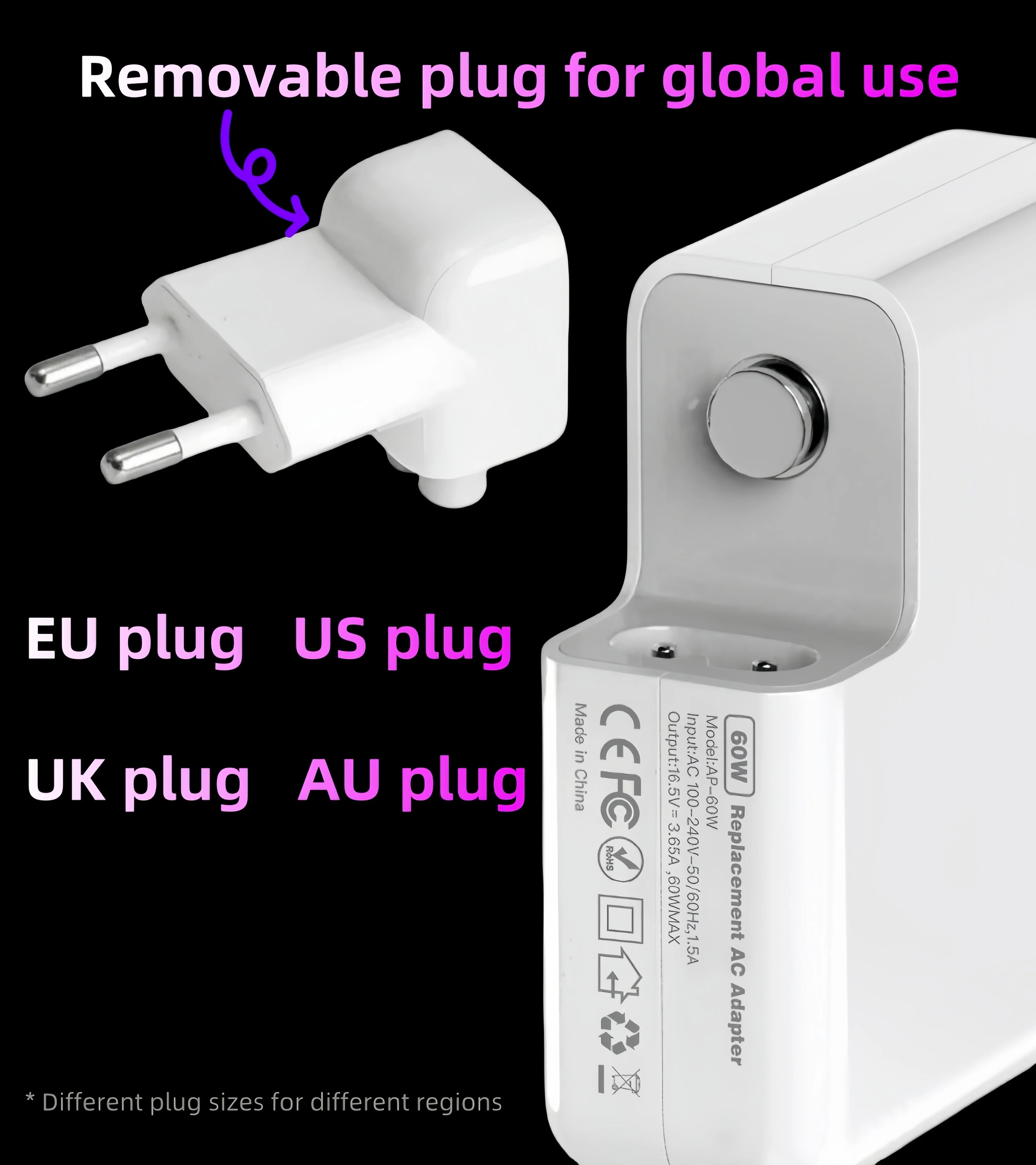 BINGO New 85W Magsafe1-L Magnetic Charging Power Adapter for MacBook Air/Pro Series : A1286 A1297 A1343 A1175 A1222 A1290 etc