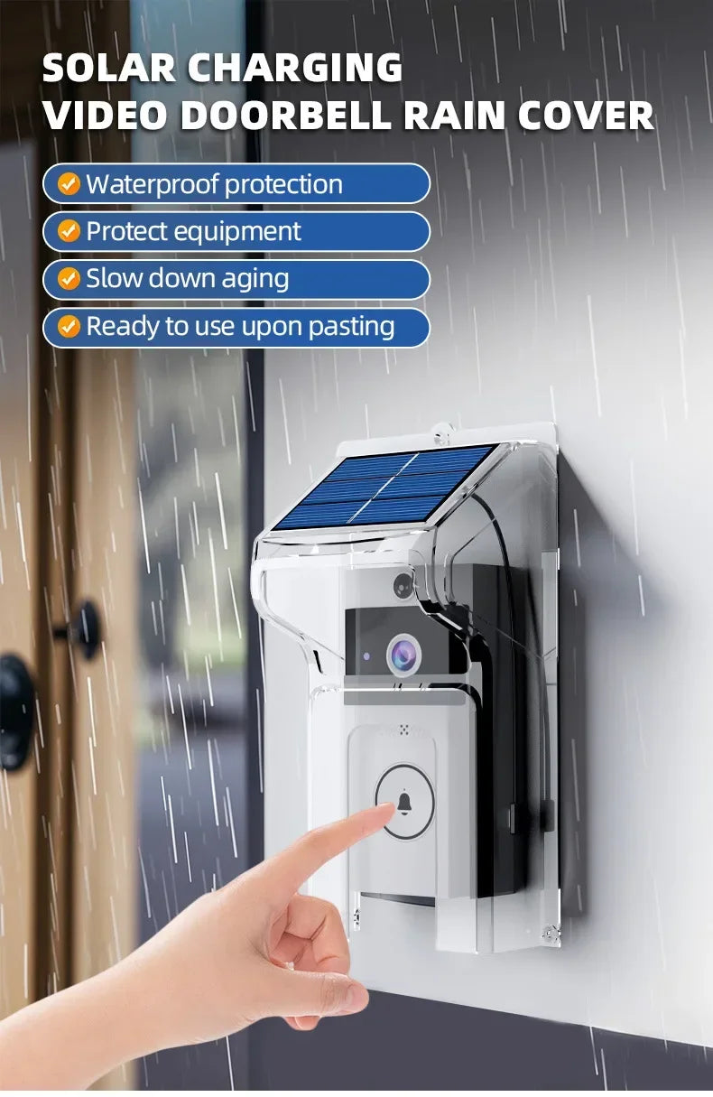 Outdoor Wireless Doorbell with Solar Cover Camera Wifi Digital Door Peepholes Waterproof Smart Home Intercom Video Eye Ring Bell