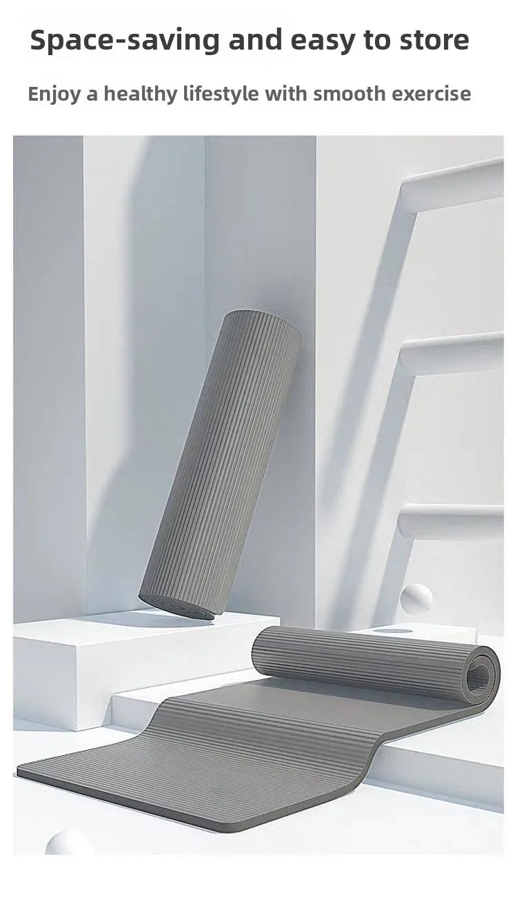 Men's Fitn Yoga Mat Thiened 20mm Wide Long Anti-slip Exercise Yoga Mat for Home Use l Rubber Pure Color Design