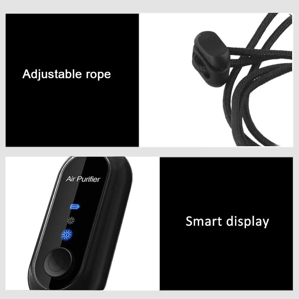 Air Purifier Negative Ion Generator Mini Hanging Neck Air Purifier Portable Air Freshener for Car Home Smoke PM2.5 Virus Remover