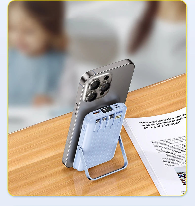 20000mAh Magnetic Power Bank Wireless Fast Charging Portable Charger with Cable Stand External Battery for IPhone Iwatch Magsafe