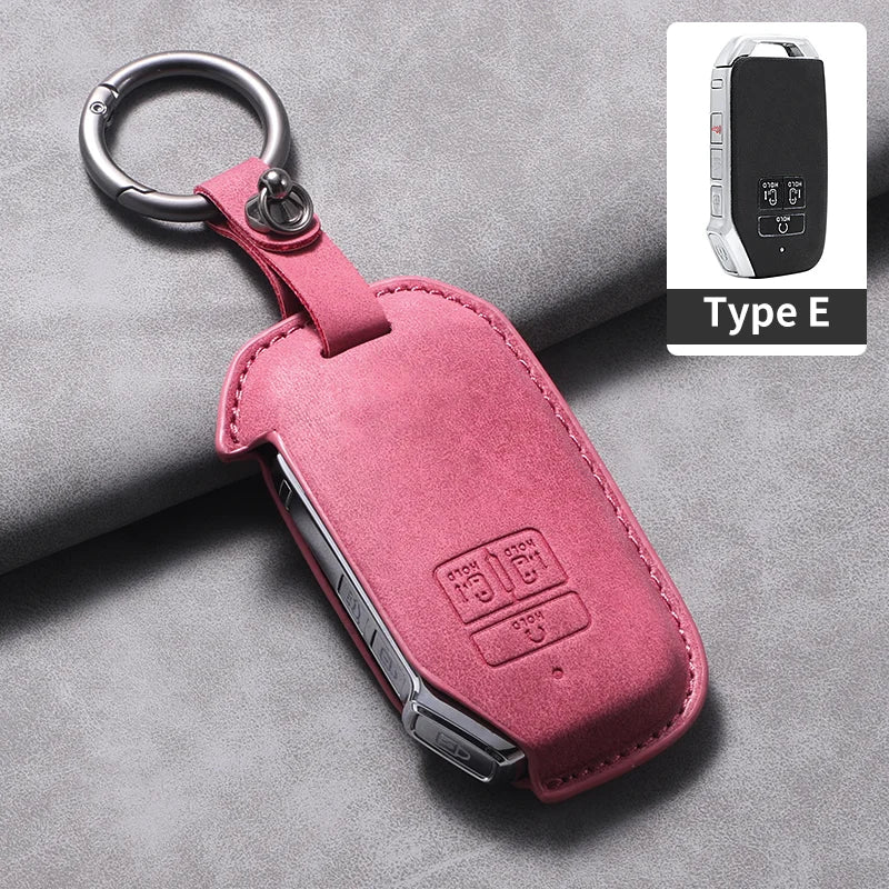 7 Bottons Leather Car Key Case Fob Cover For Kia Carnival K7 2021 2022 Car Remote Key Case Cover Shell Fob Keychian Accessories
