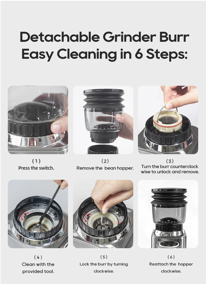 HiBREW Automatic Coffee Mill Electric Coffee Grinder with 48 Gears for Espresso American Coffee Pour Over Visual Bean Storage G7