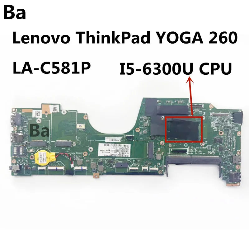 For Lenovo ThinkPad YOGA 260 Laptop Motherboard LA-C581P Notebook Mainboard CPU I5-6200/I5-6300U 100% Tested OK