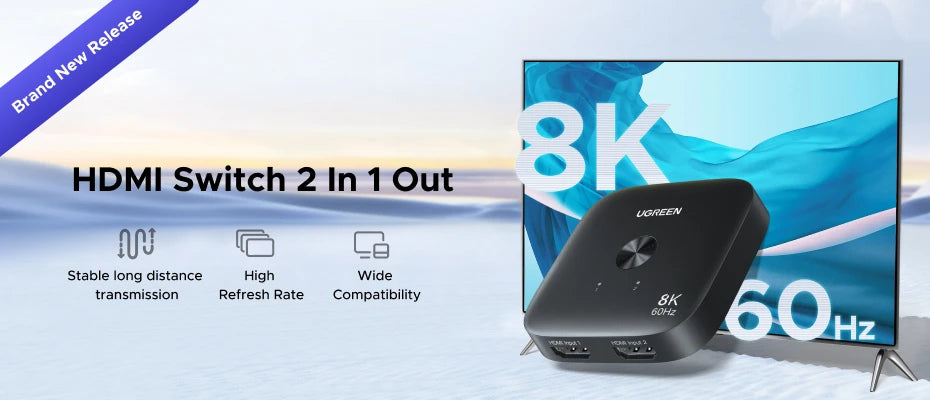 UGREEN DisplayPort 1.4 Switch 8K 60Hz DP Switch 2 PCs Sharing Monitor Keyboard Mouse Printer for Office Gaming