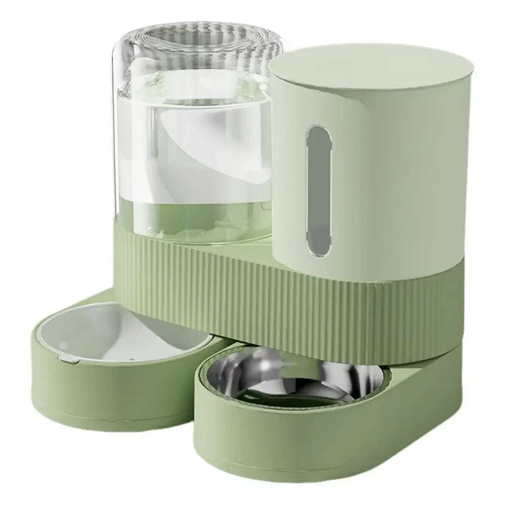 A  Automatic Cat Feeder Automatic Pet Feeder Water Dispenser Set for Cats Dogs 2-in-1 Food Bowl with Stainless Steel Insert