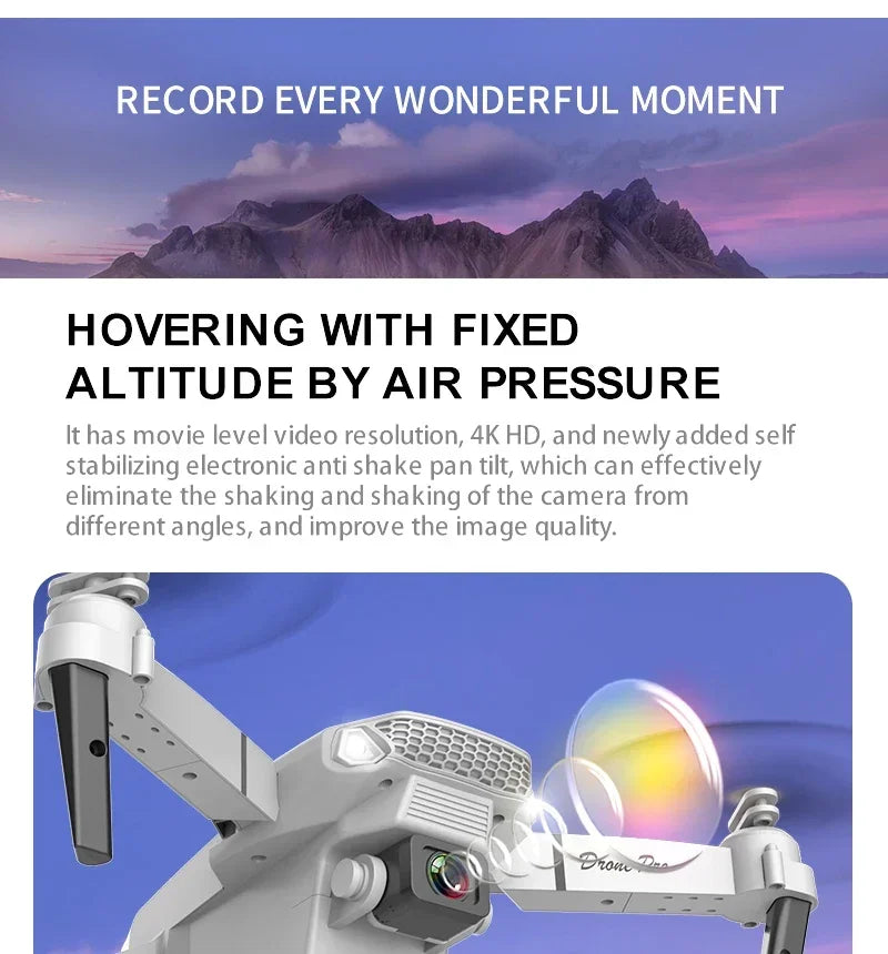 DWI D19 E88 Pro Drone 4K Professional HD RC Airplane Dual Camera Wide Angle Head Remote Quadcopter Toy Helicopter for Adults Kid