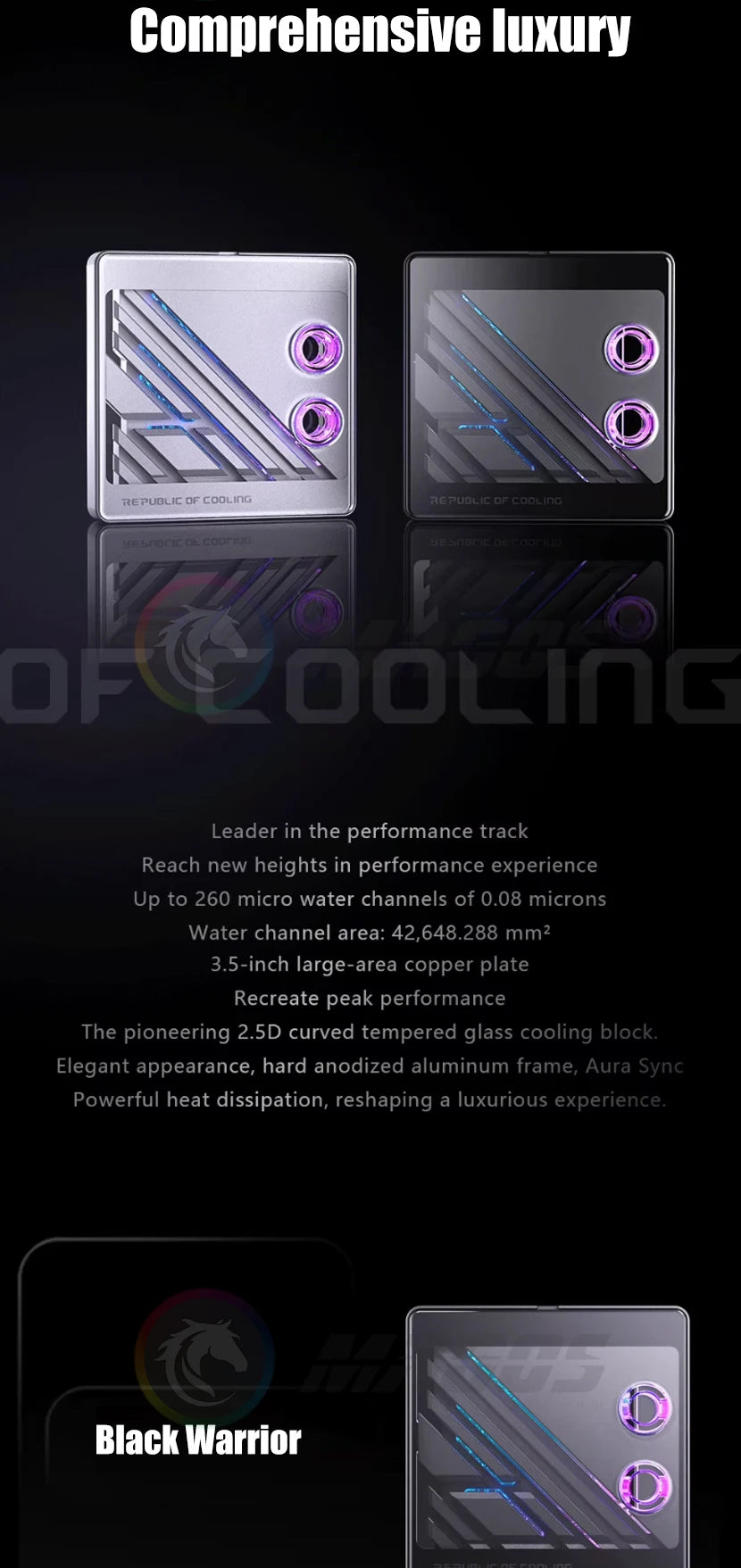 BOOO ROC-L Split Copper CPU Water Block 0.08mm Waterway, Metal Curved Tempered Glass For AMD AM4 AM5/Intel 1700-1800 , 5V ARGB