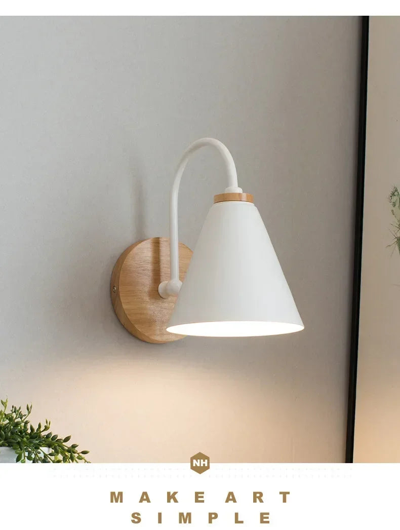 Nordic Wall Sconce Light Fixture for Bedroom Bedside Living Room Lighting Luminaire Lamp Indoor Wooden decor retro