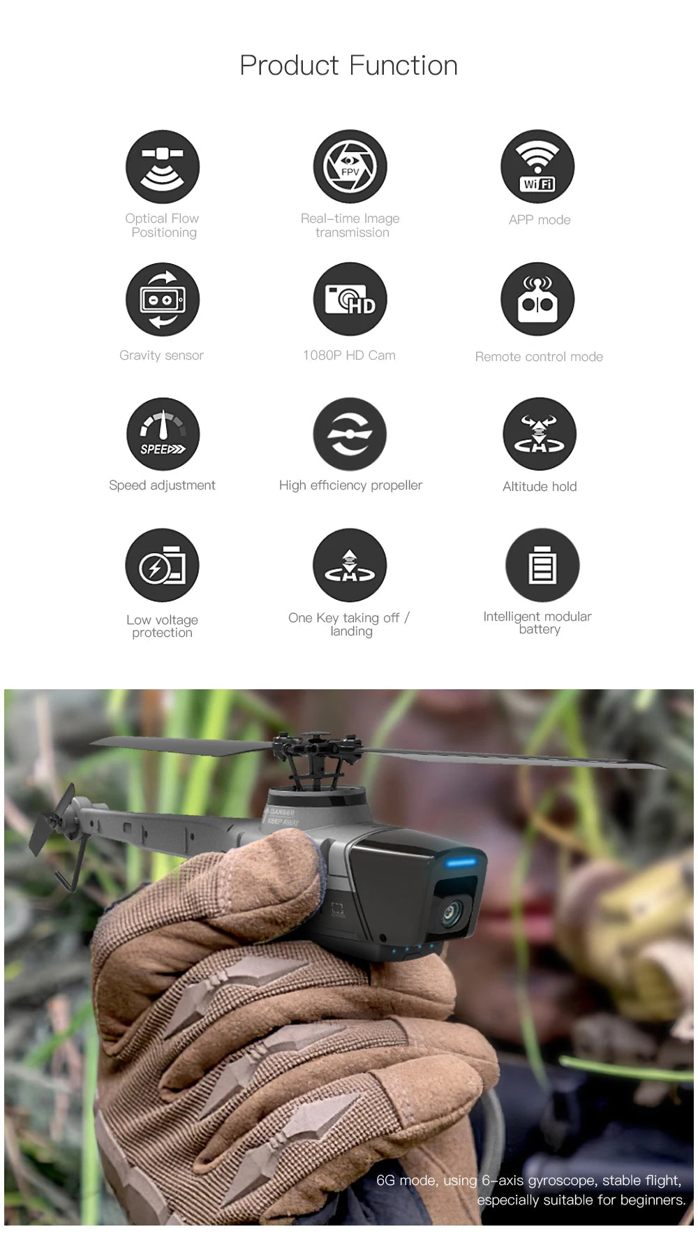 Black Hornet C128 RC Helicopter 4 Propellers 1080P Camera 6 Axis Electronic Gyroscope Air Pressure for Height Vs C186 RC Drone