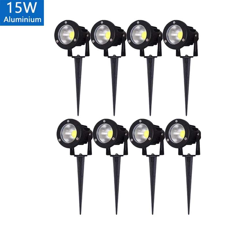 LED Garden Lawn Lamp 5W 10W 15W Outdoor Waterprof IP65 220V110V12V24V Landscape Spike Bulb Garden Path COB Lawn Spotlights